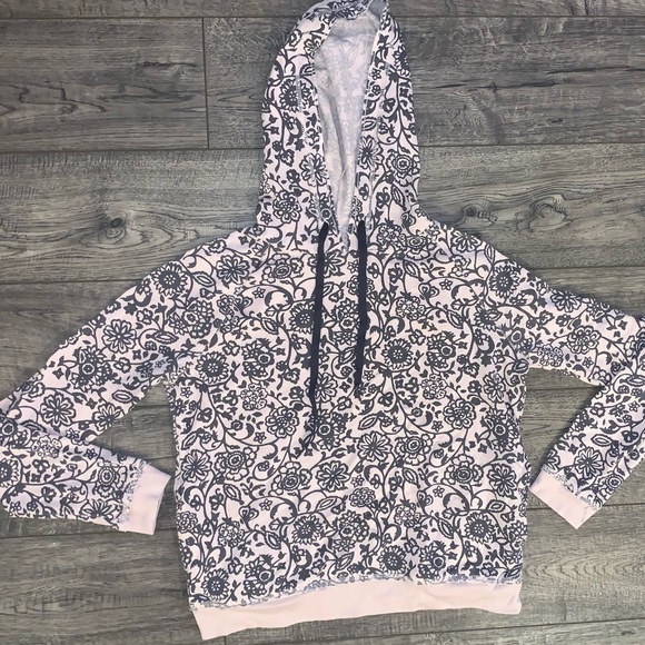 Aeropostale Tops - Aeropostale Baby Pink/Gray Floral Pull Over Hoodie